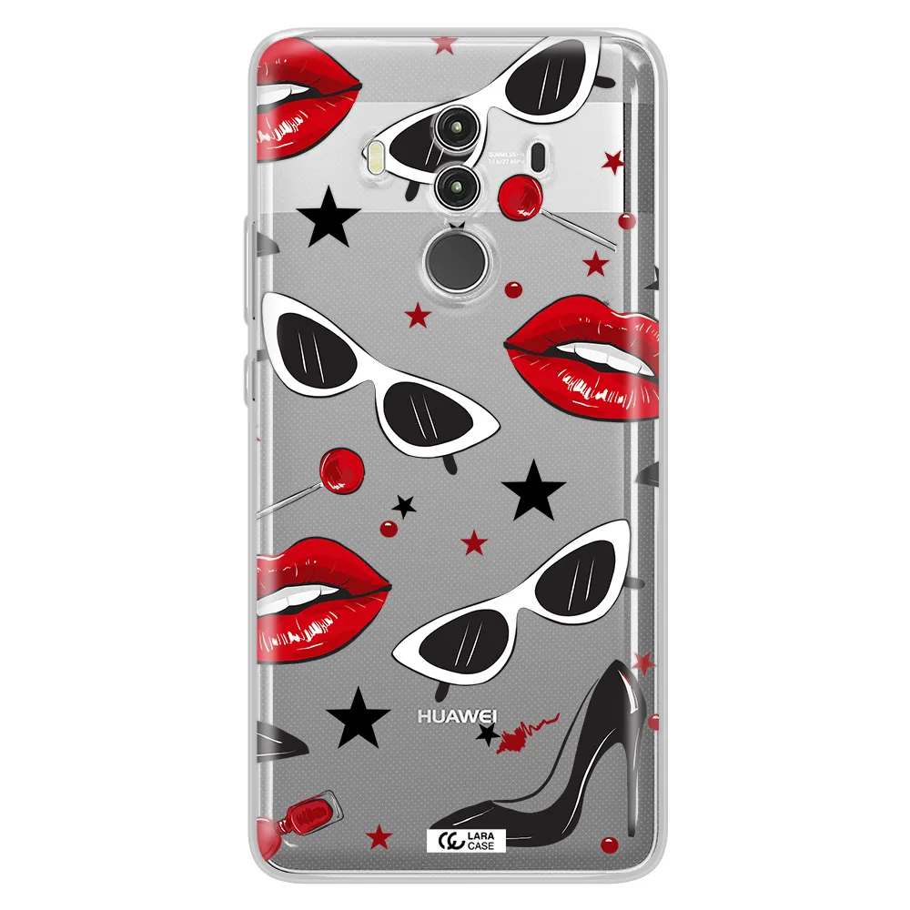 Red Lips Huawei Mate 10 Clear TPU Case