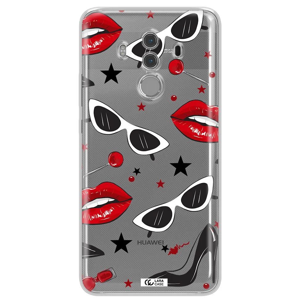 Red Lips Huawei Mate 10 Pro Clear TPU Case