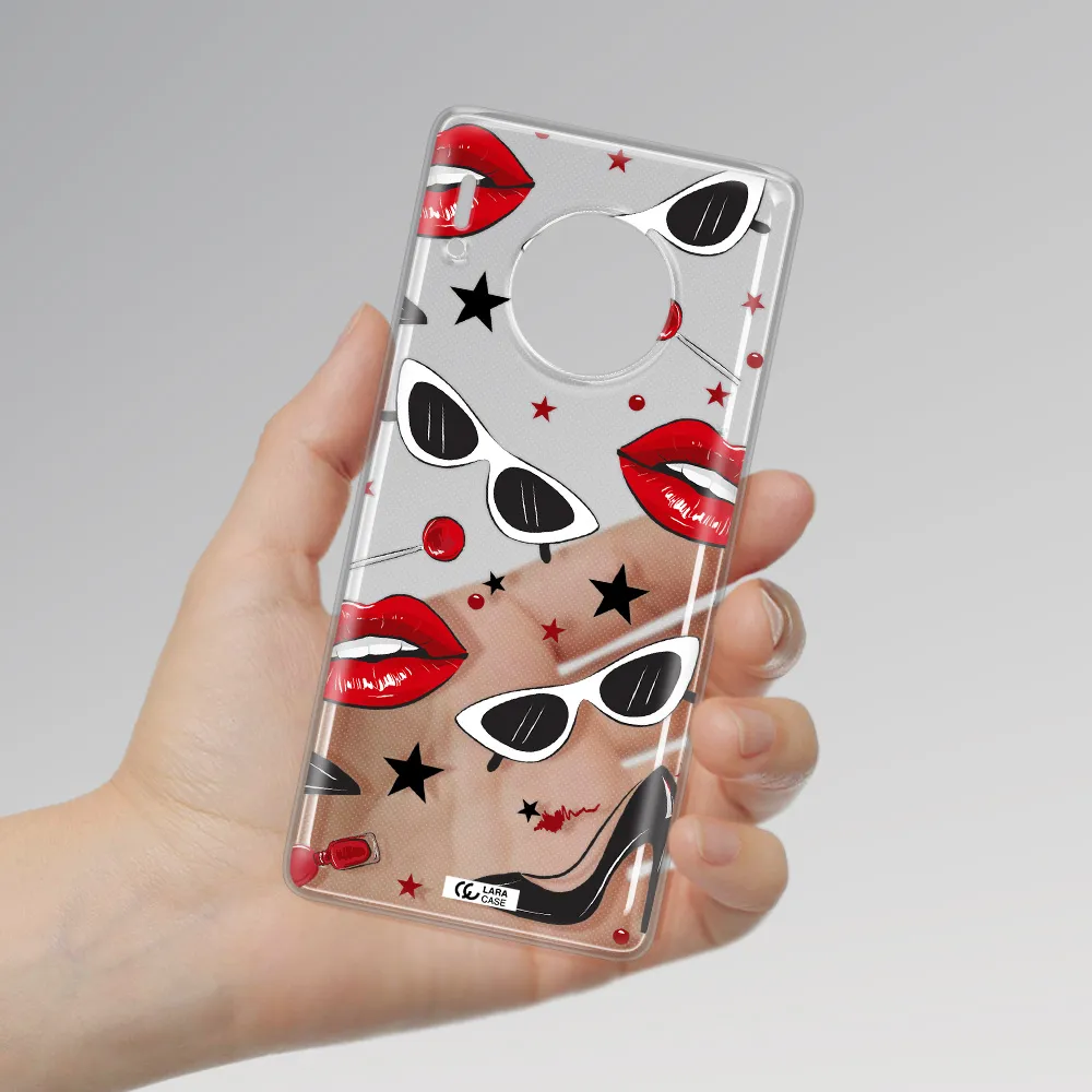 Red Lips Huawei Mate 30 Pro Clear TPU Case