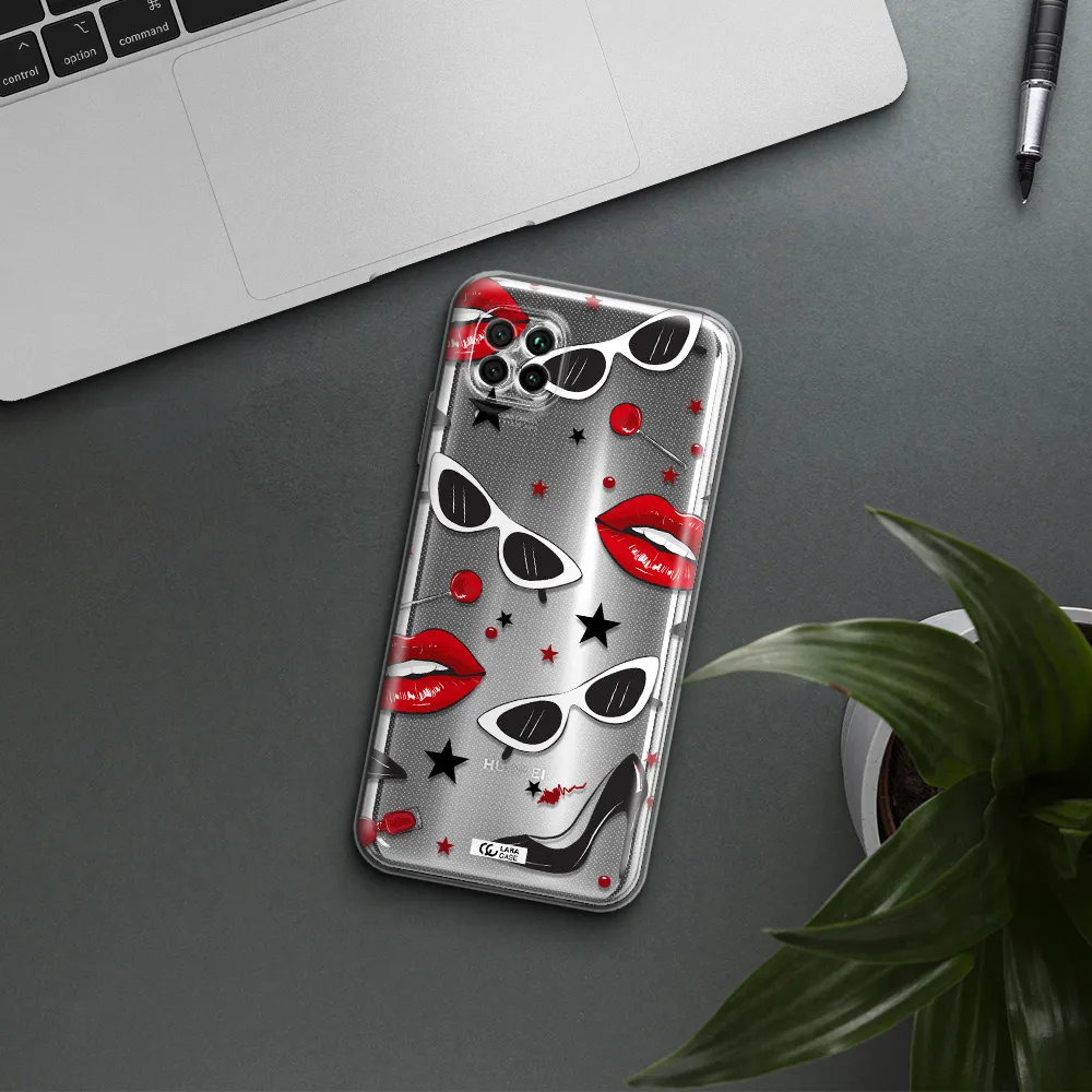 Red Lips Huawei Nova 7I Clear Tpu Case