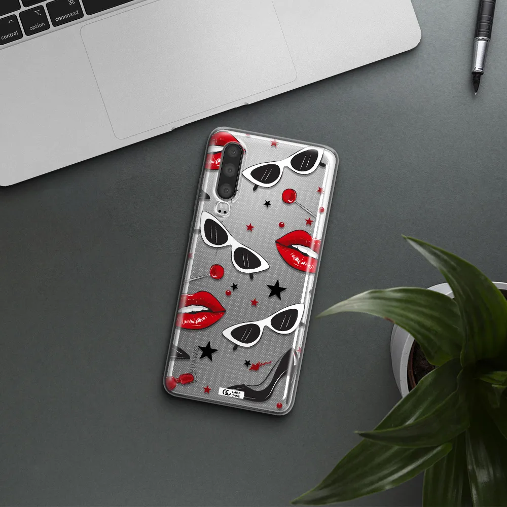 Red Lips Huawei P30 Clear TPU Case