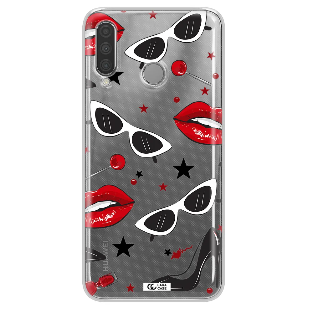Red Lips Huawei P30 Lite Clear TPU Case