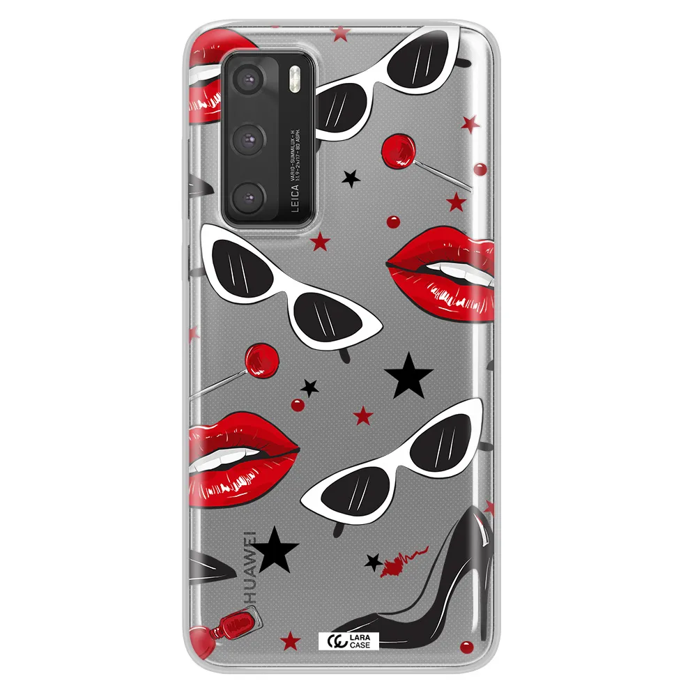 Red Lips Huawei P40 Clear TPU Case