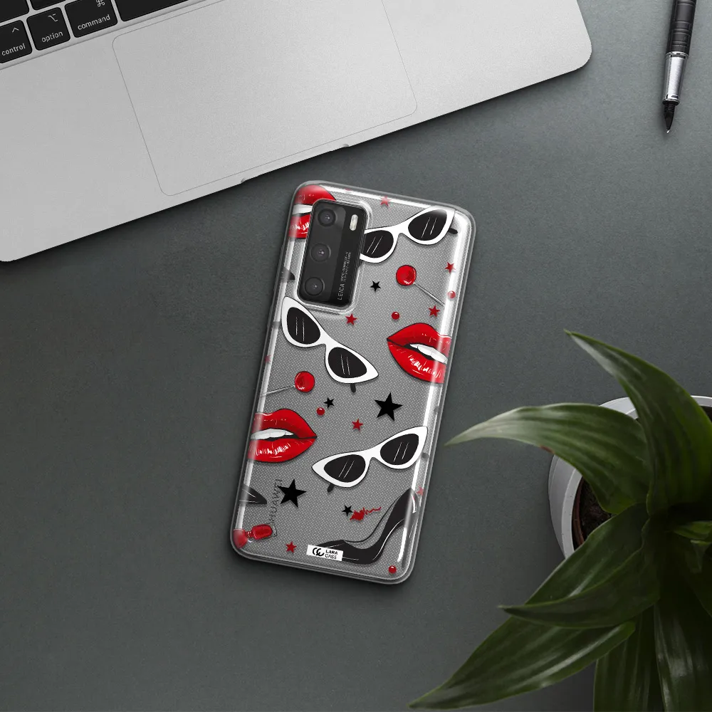 Red Lips Huawei P40 Clear TPU Case