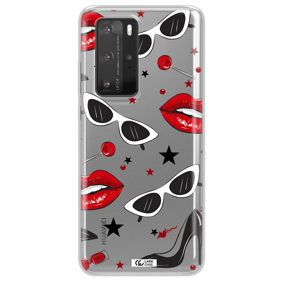 Red Lips Huawei P40 Pro Clear TPU Case