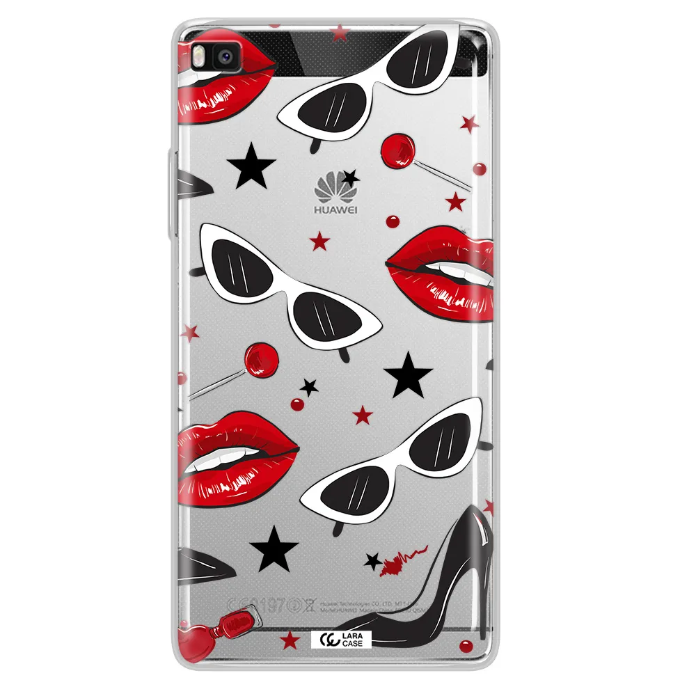 Red Lips Huawei P8 Clear TPU Case