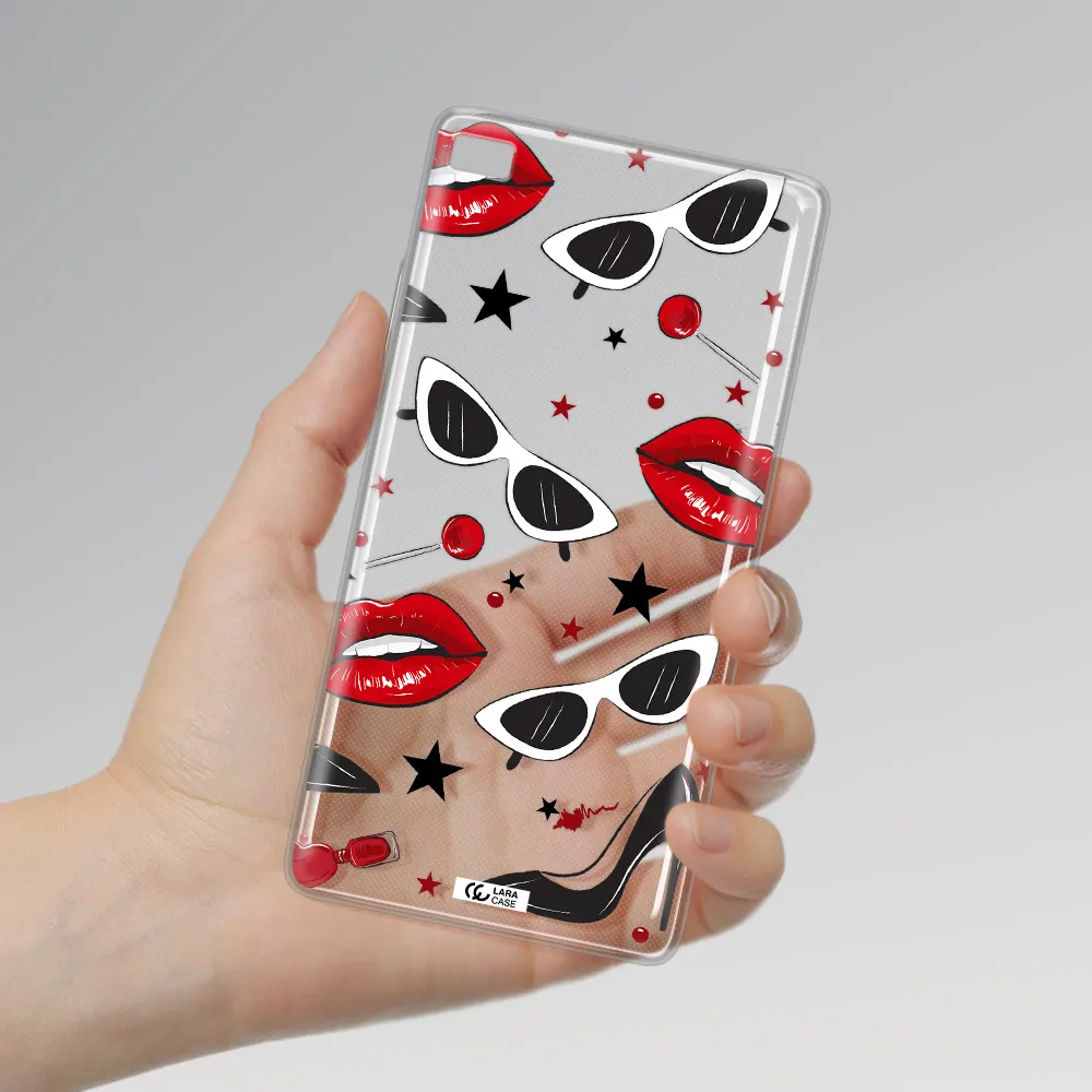 Red Lips Huawei P8 Clear TPU Case