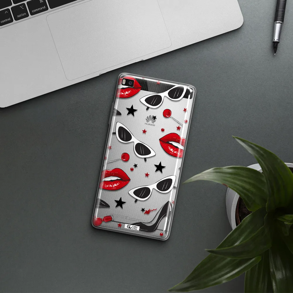 Red Lips Huawei P8 Clear TPU Case