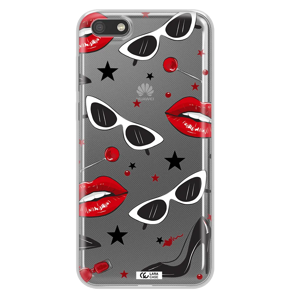 Red Lips Huawei Y5 2018 Clear TPU Case