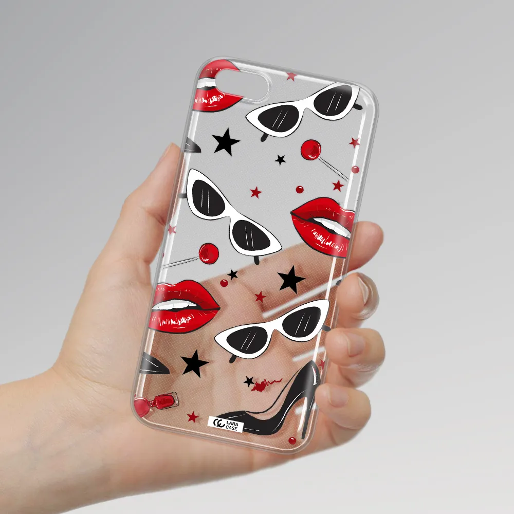 Red Lips Huawei Y5 2018 Clear TPU Case