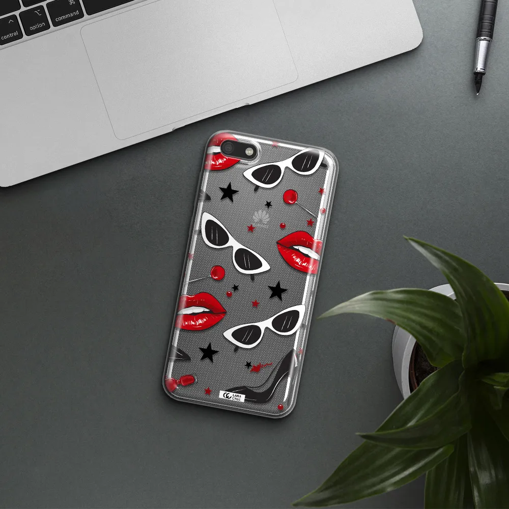 Red Lips Huawei Y5 2018 Clear TPU Case