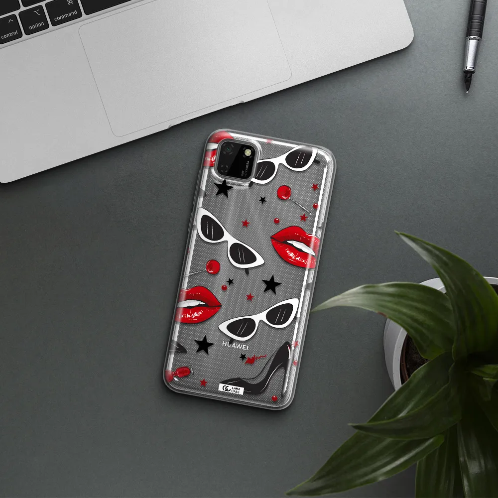 Red Lips Huawei Y5P Clear TPU Case