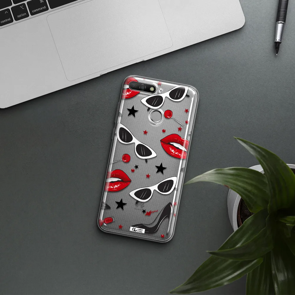 Red Lips Huawei Y6 Prime 2018 Clear TPU Case