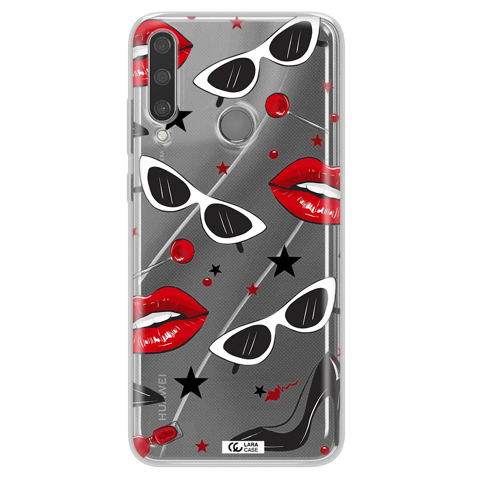 Red Lips Huawei Y6P Clear TPU Case