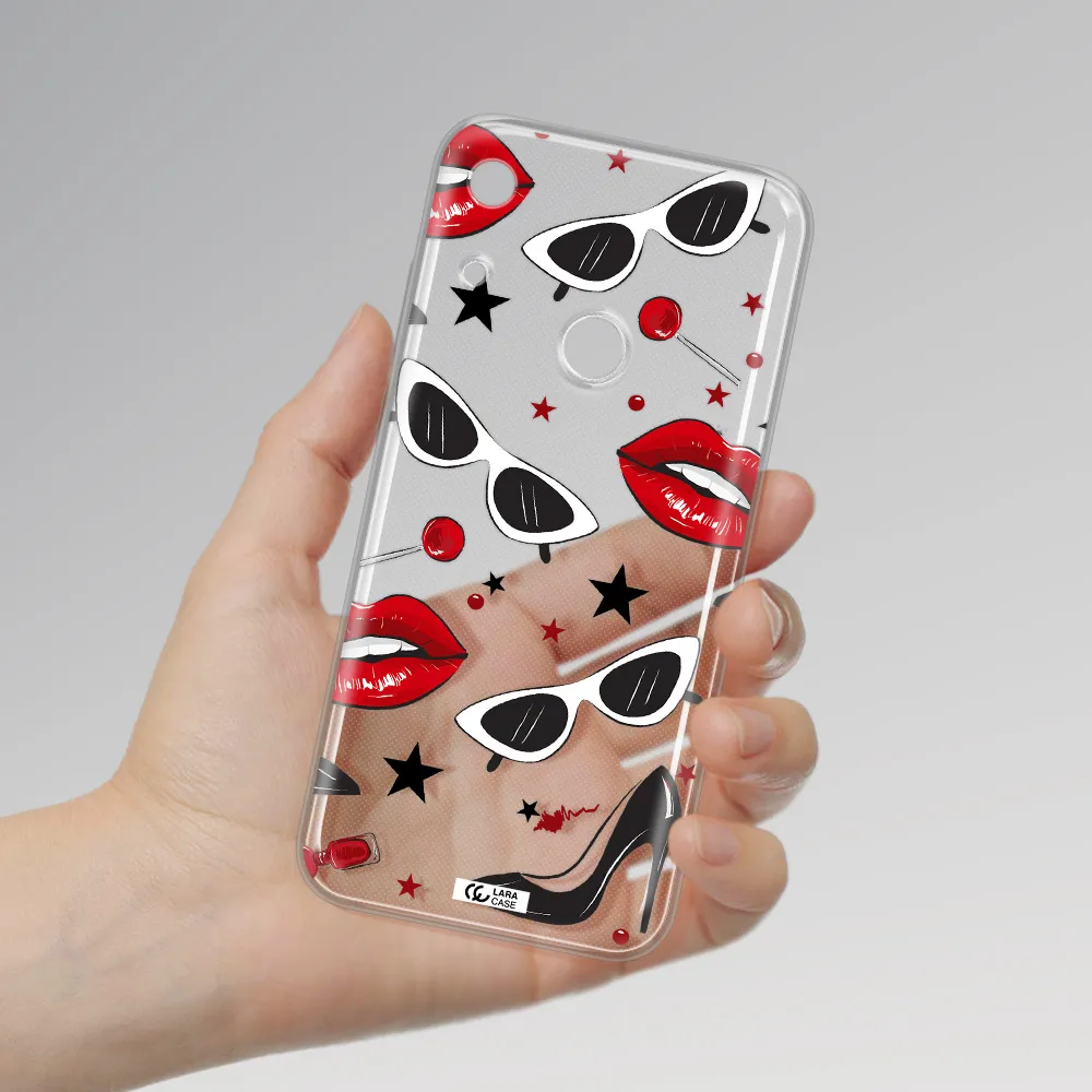 Red Lips Huawei Y6S Clear TPU Case