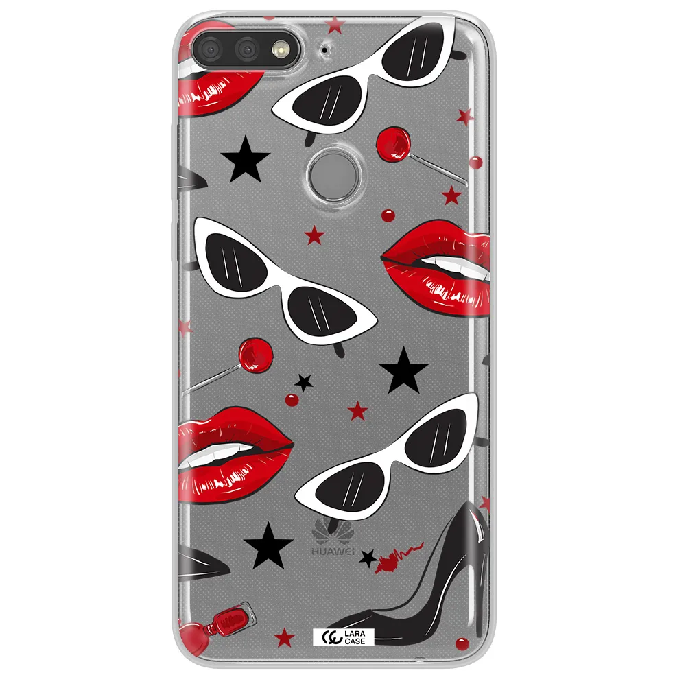 Red Lips Huawei Y7 Prime 2018 Clear TPU Case