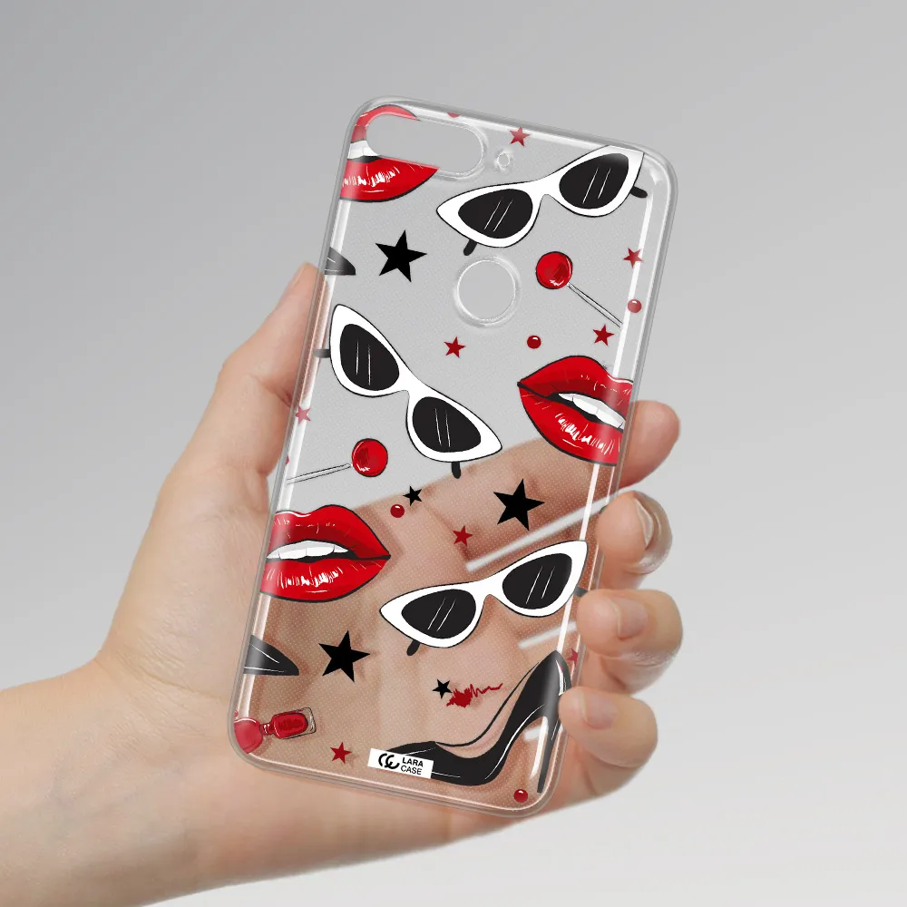 Red Lips Huawei Y7 Prime 2018 Clear TPU Case