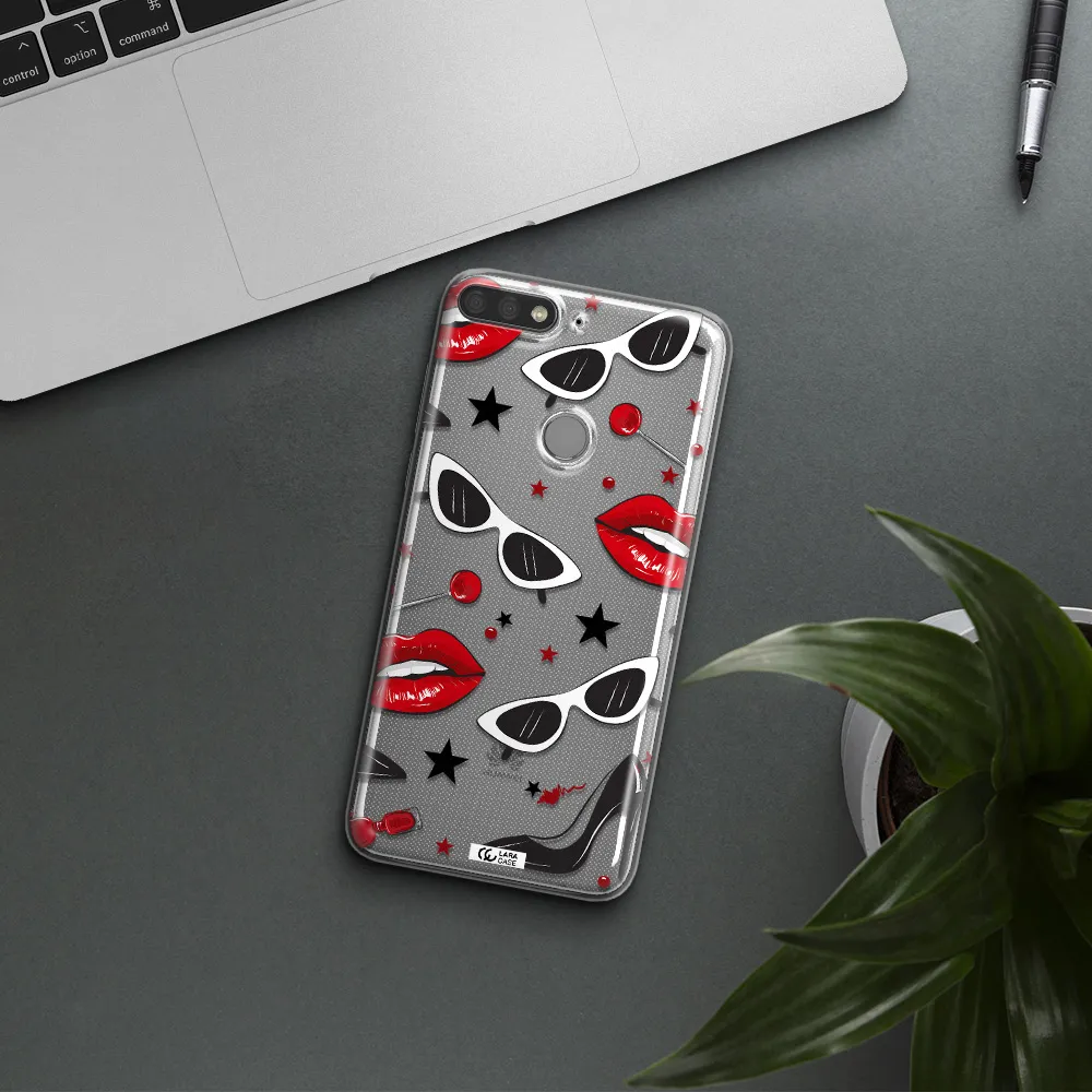 Red Lips Huawei Y7 Prime 2018 Clear TPU Case
