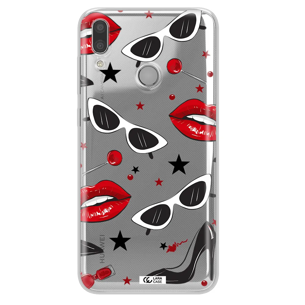 Red Lips Huawei Y9 2019 Clear TPU Case