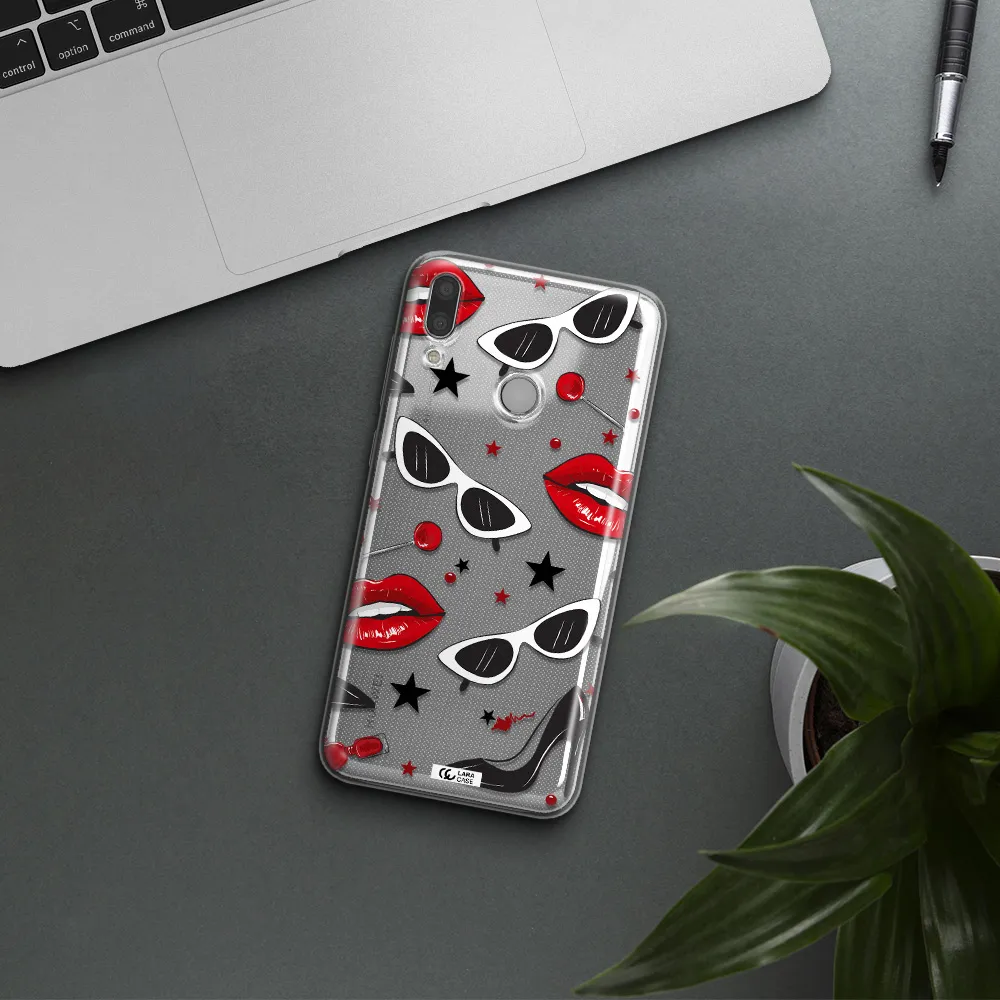 Red Lips Huawei Y9 2019 Clear TPU Case