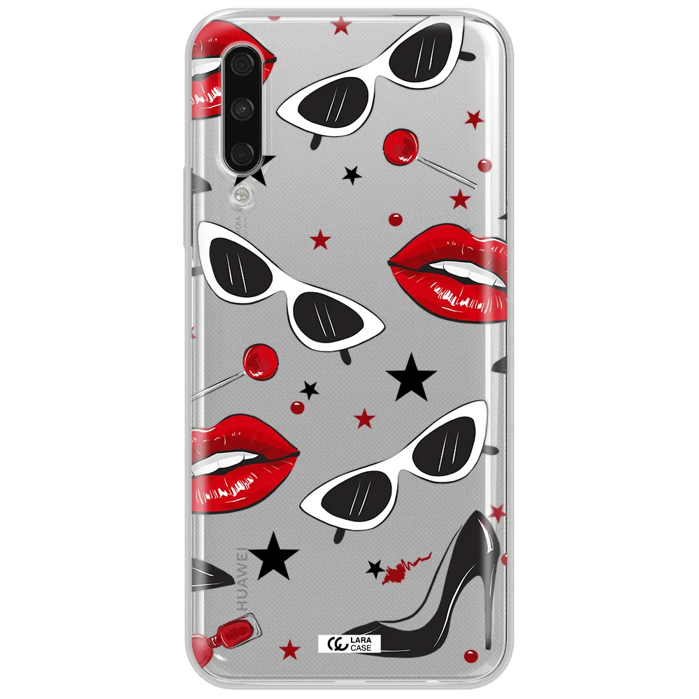 Red Lips Huawei Y9S Clear Tpu Case