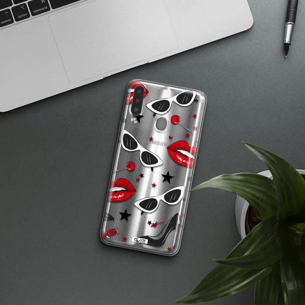 Red Lips Samsung A20S Clear TPU Case