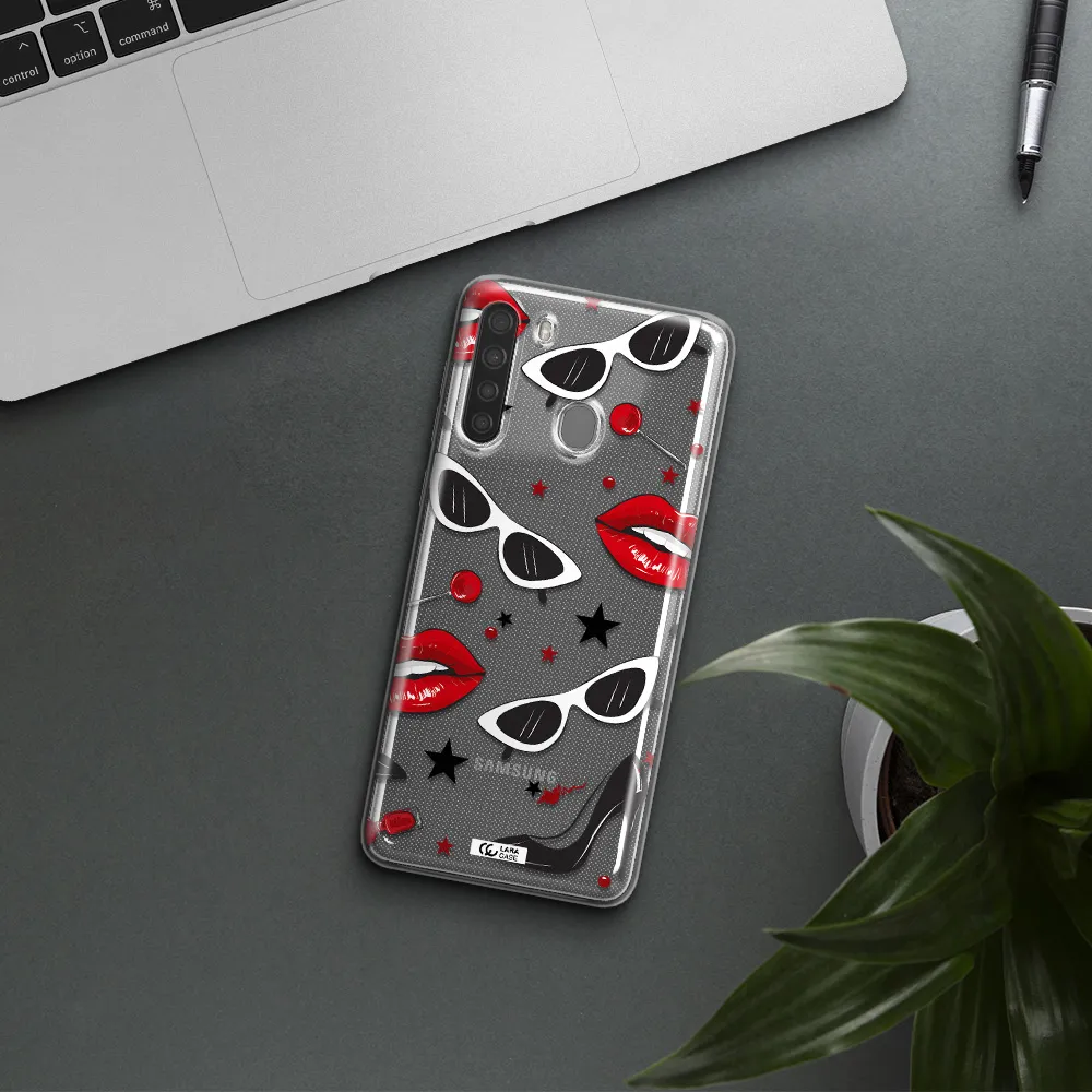 Red Lips Samsung A21 Clear TPU Case