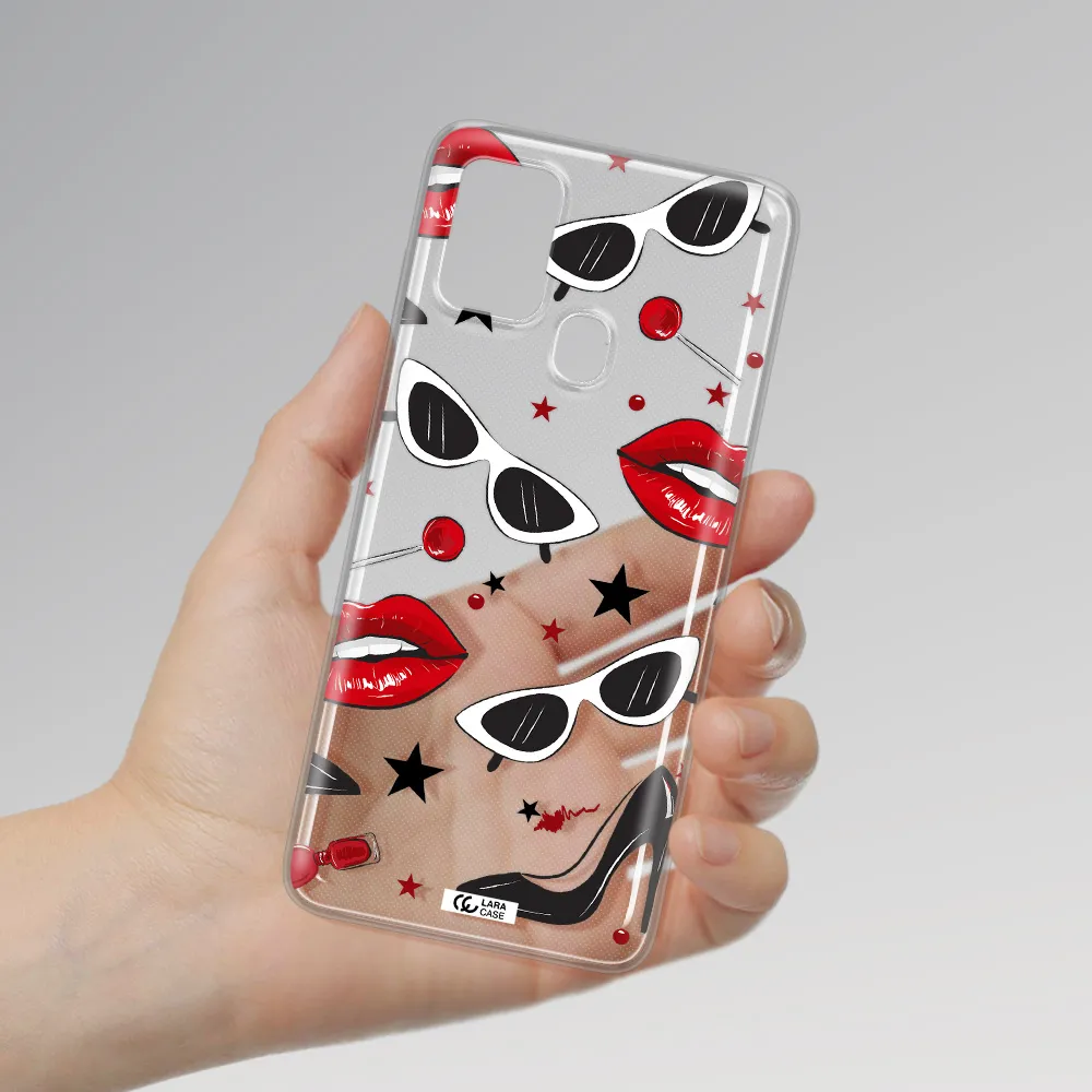 Red Lips Samsung A21S Clear TPU Case