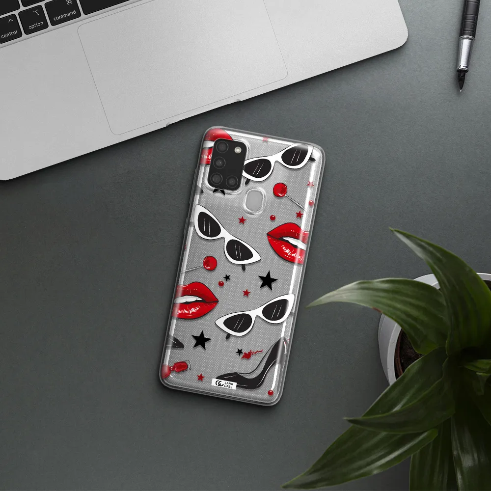Red Lips Samsung A21S Clear TPU Case