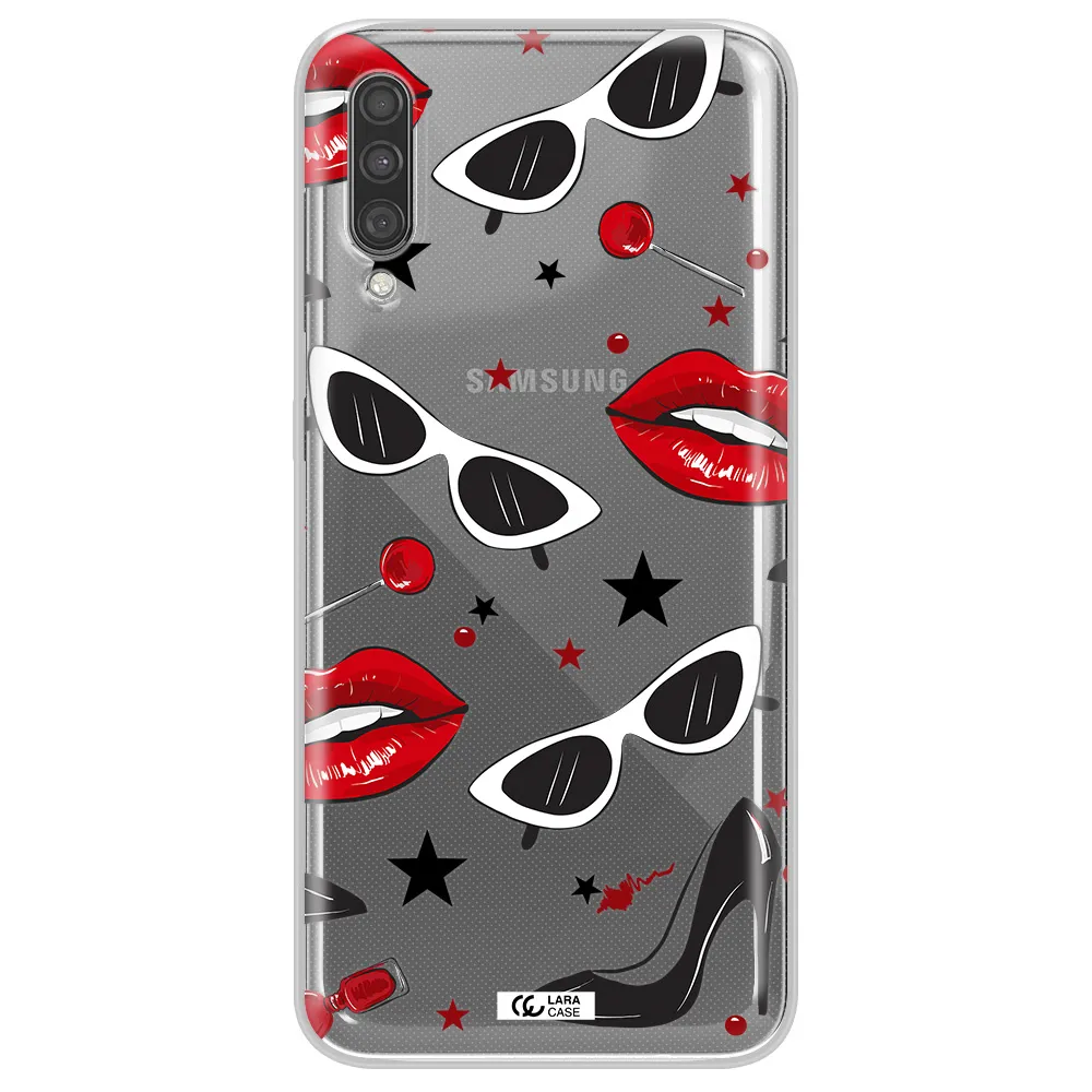 Red Lips Samsung A30S Clear TPU Case