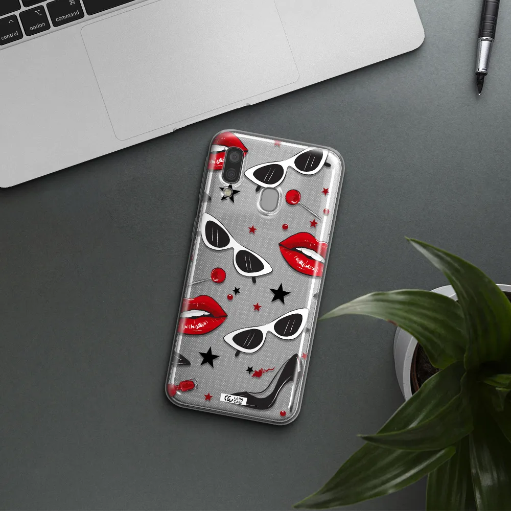 Red Lips Samsung A40 Clear TPU Case