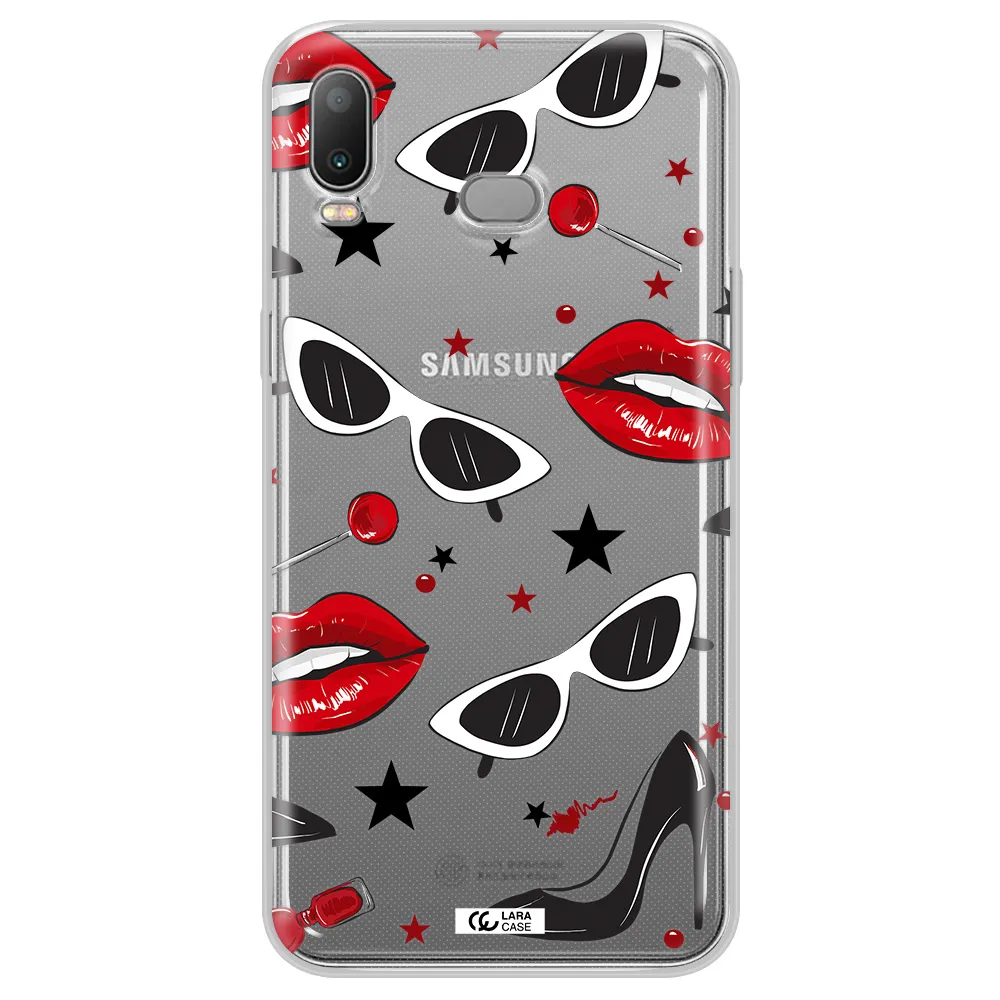 Red Lips Samsung A6S Clear TPU Case