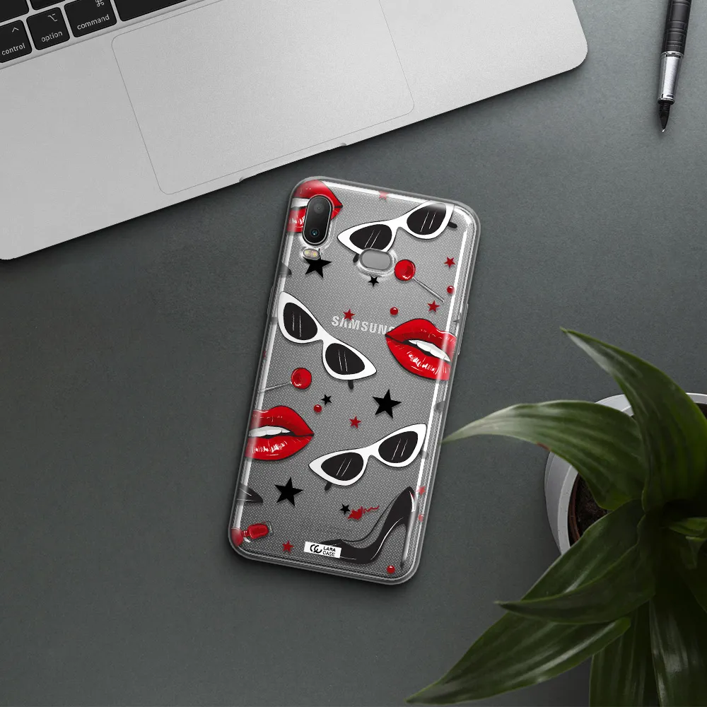 Red Lips Samsung A6S Clear TPU Case