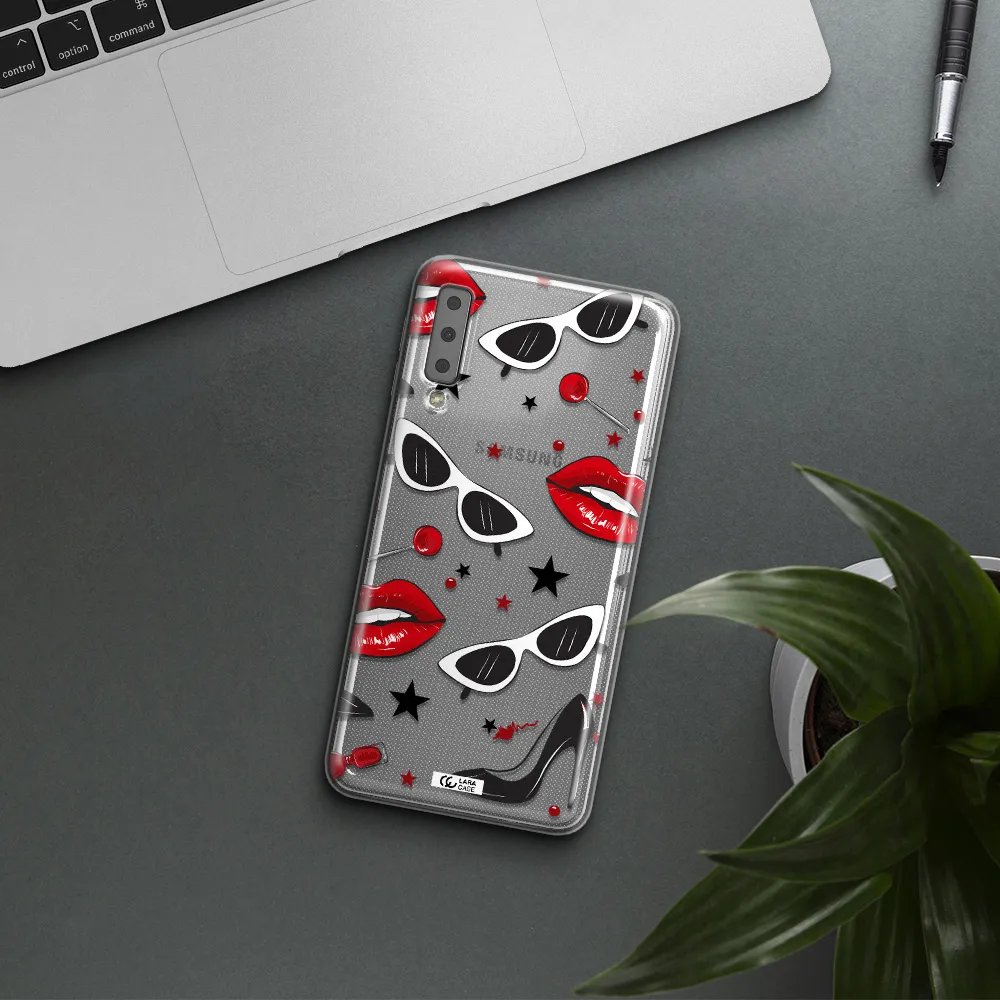 Red Lips Samsung A7 2018 Clear TPU Case