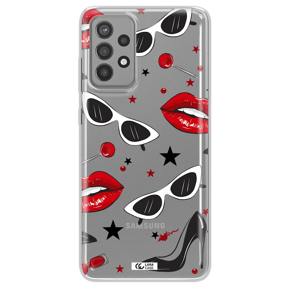 Red Lips Samsung A72 Clear TPU Case