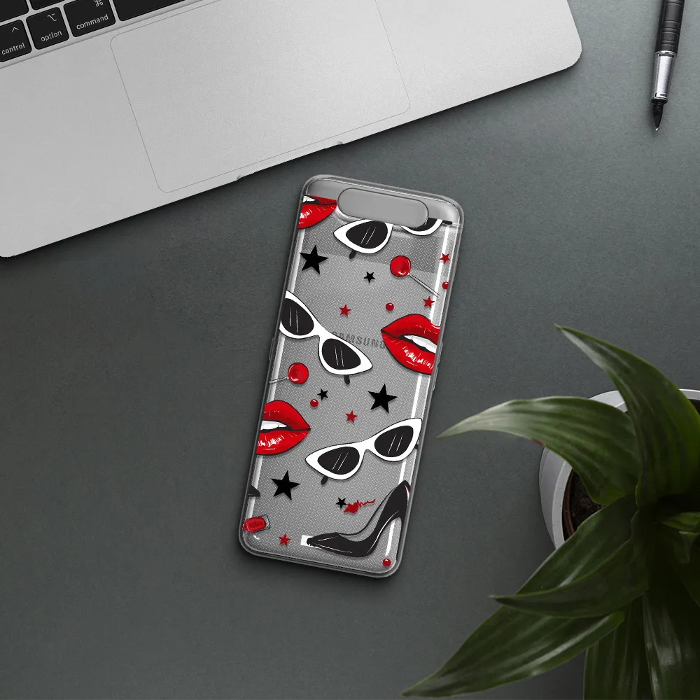 Red Lips Samsung A80 Clear TPU Case