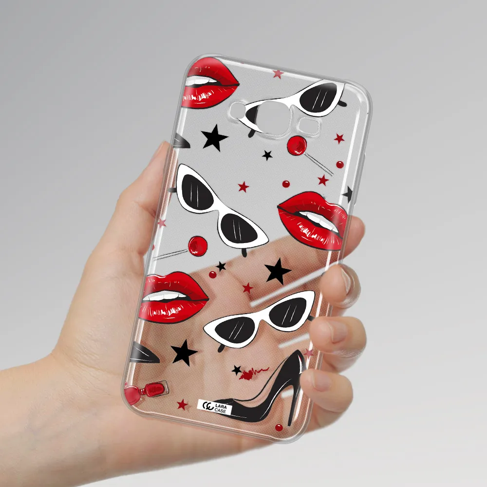 Red Lips Samsung J7 2015 Clear TPU Case