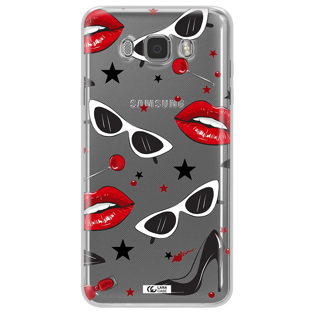 Red Lips Samsung J7 2016 Clear TPU Case