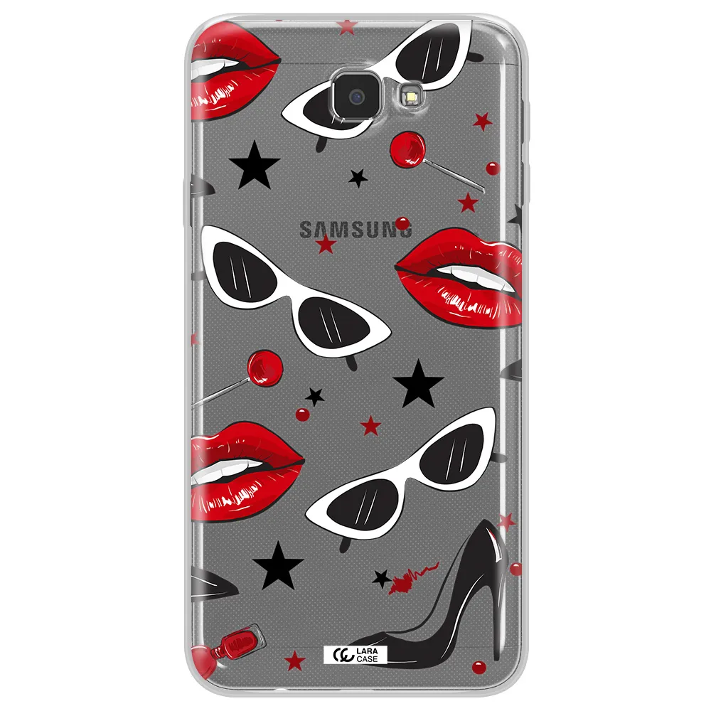 Red Lips Samsung J7 Prim Clear TPU Case