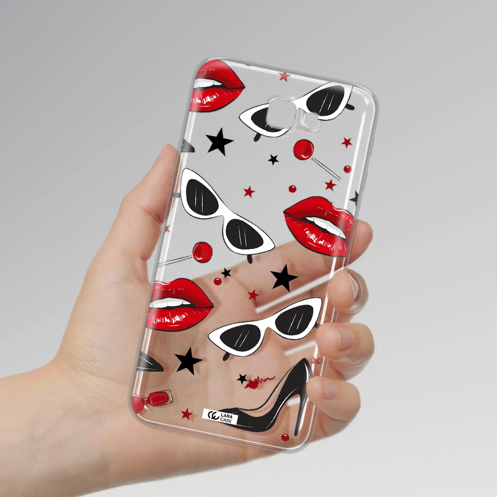 Red Lips Samsung J7 Prim Clear TPU Case