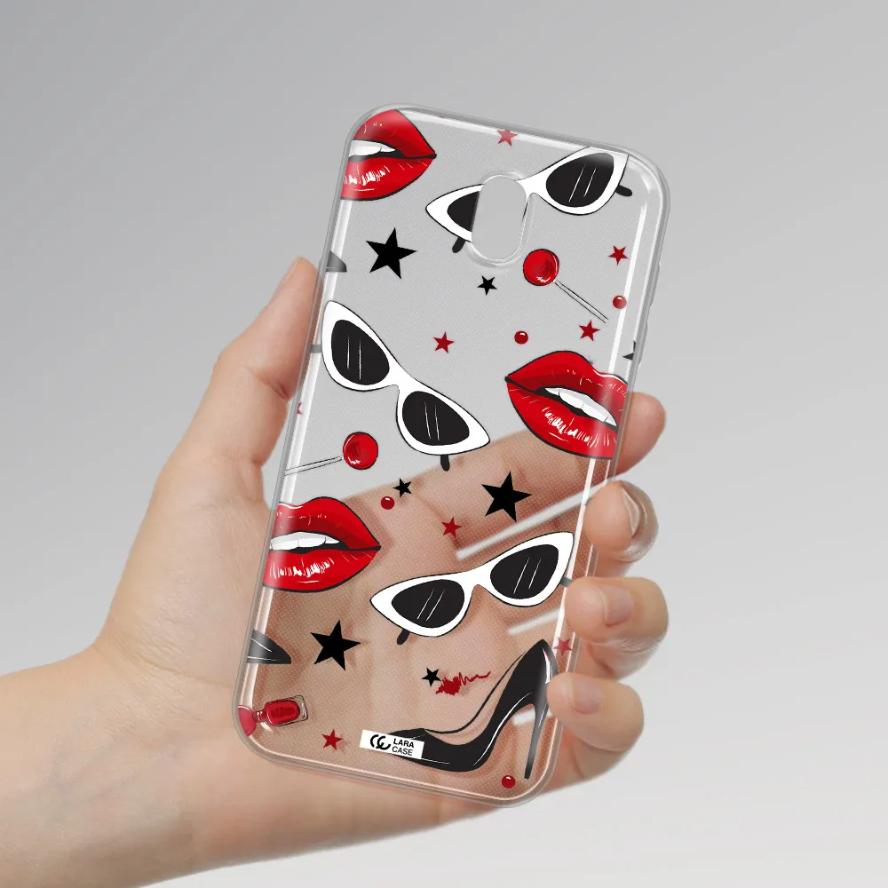 Red Lips Samsung J7 Pro Clear TPU Case