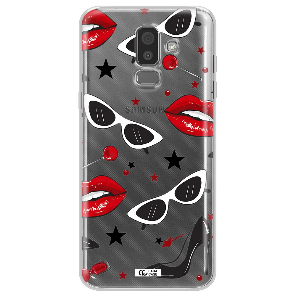 Red Lips Samsung J8 Clear TPU Case