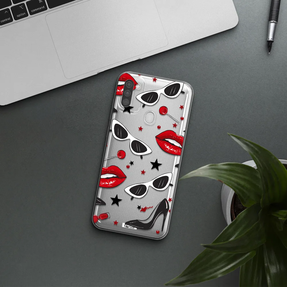 Red Lips Samsung M11 Clear TPU Case