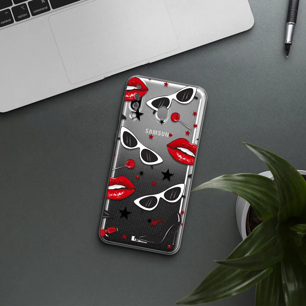 Red Lips Samsung M30 Clear TPU Case