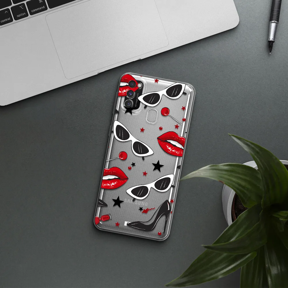 Red Lips Samsung M30S Clear TPU Case