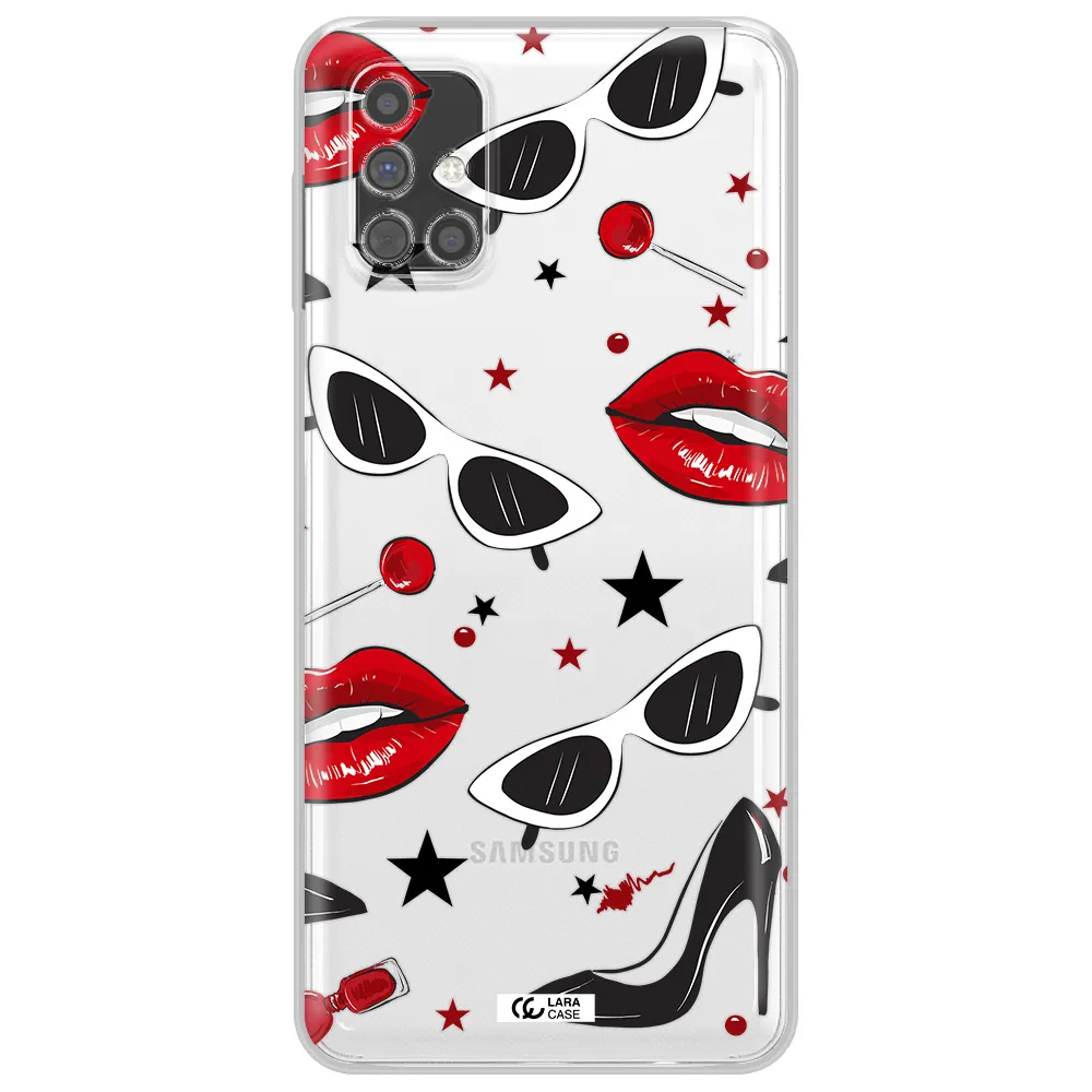 Red Lips Samsung M31S Clear TPU Case
