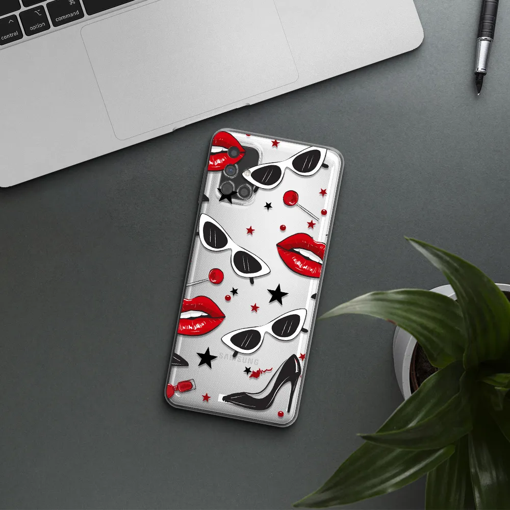 Red Lips Samsung M31S Clear TPU Case