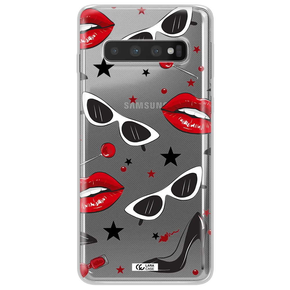 Red Lips Samsung S10 Clear TPU Case