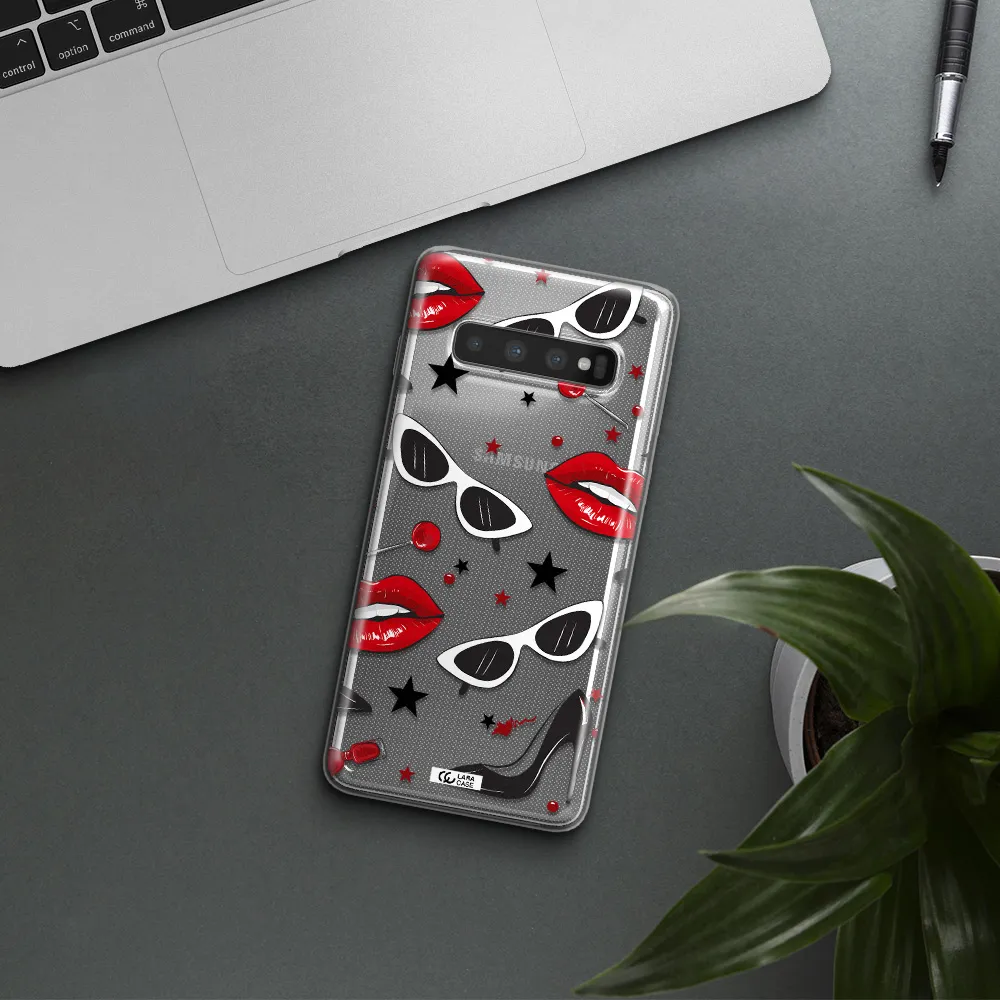 Red Lips Samsung S10 Plus Clear TPU Case