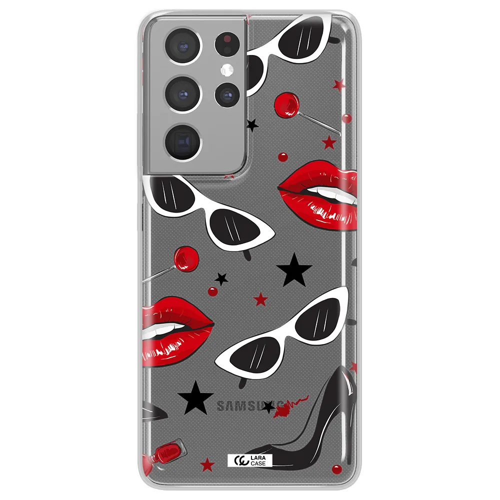 Red Lips Samsung S21 Ultra Clear TPU Case
